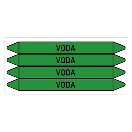Značení potrubí, voda,4 ks, 250 × 26 mm
